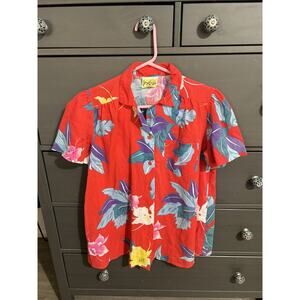 VTG Hawaiian Blouse Jeri Bee California Size 8 Button Down MADE IN USA EUC